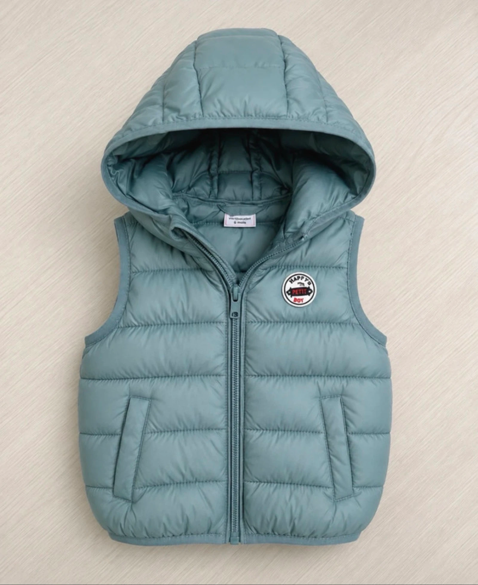 Neuf | manteau bébé sans manches capuche imperméable vert | TAO | 18 mois 86cm
